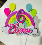 Rainbow Layered Cake Topper | 6 Inch Custom Party Cake Topper | Birthday Cake Decoration | Kids Party Cake Topper | Custom Color Topper