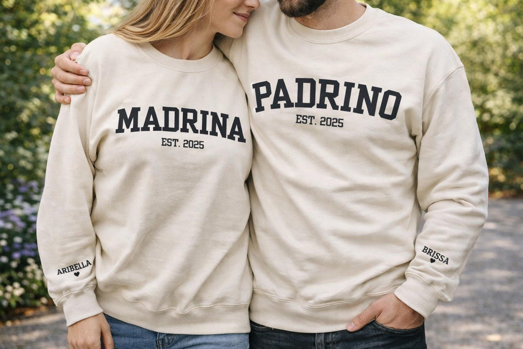 Madrina Crewneck Sweatshirt | Padrino Sweatshirt | Godparent Proposal Gift | Personalized Baptism Gift | Est Year Custom Sweater