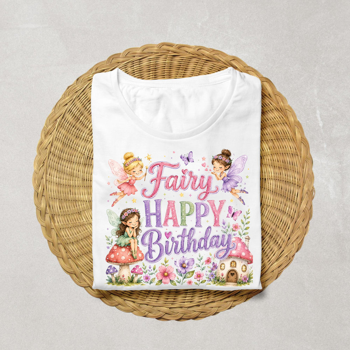 Fairy Birthday Shirt for Girls, Fairy Happy Birthday Shirt, Enchanted Garden Birthday Outfit, Woodland Fairy Party Tee, Girls Birthday Shirt