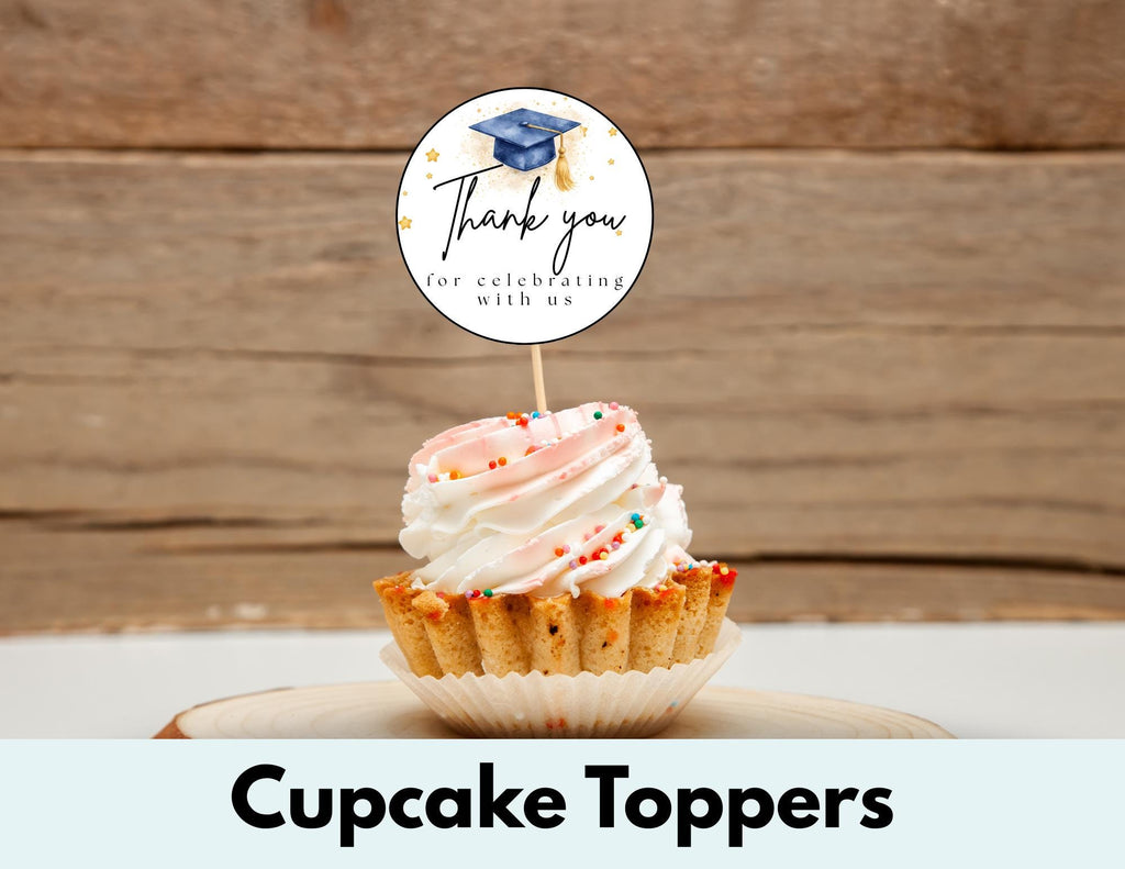 Graduation Cupcake Toppers Thank You for Celebrating With Us | Graduation Party Cupcake Picks | Grad Party Decorations | Class of 2026