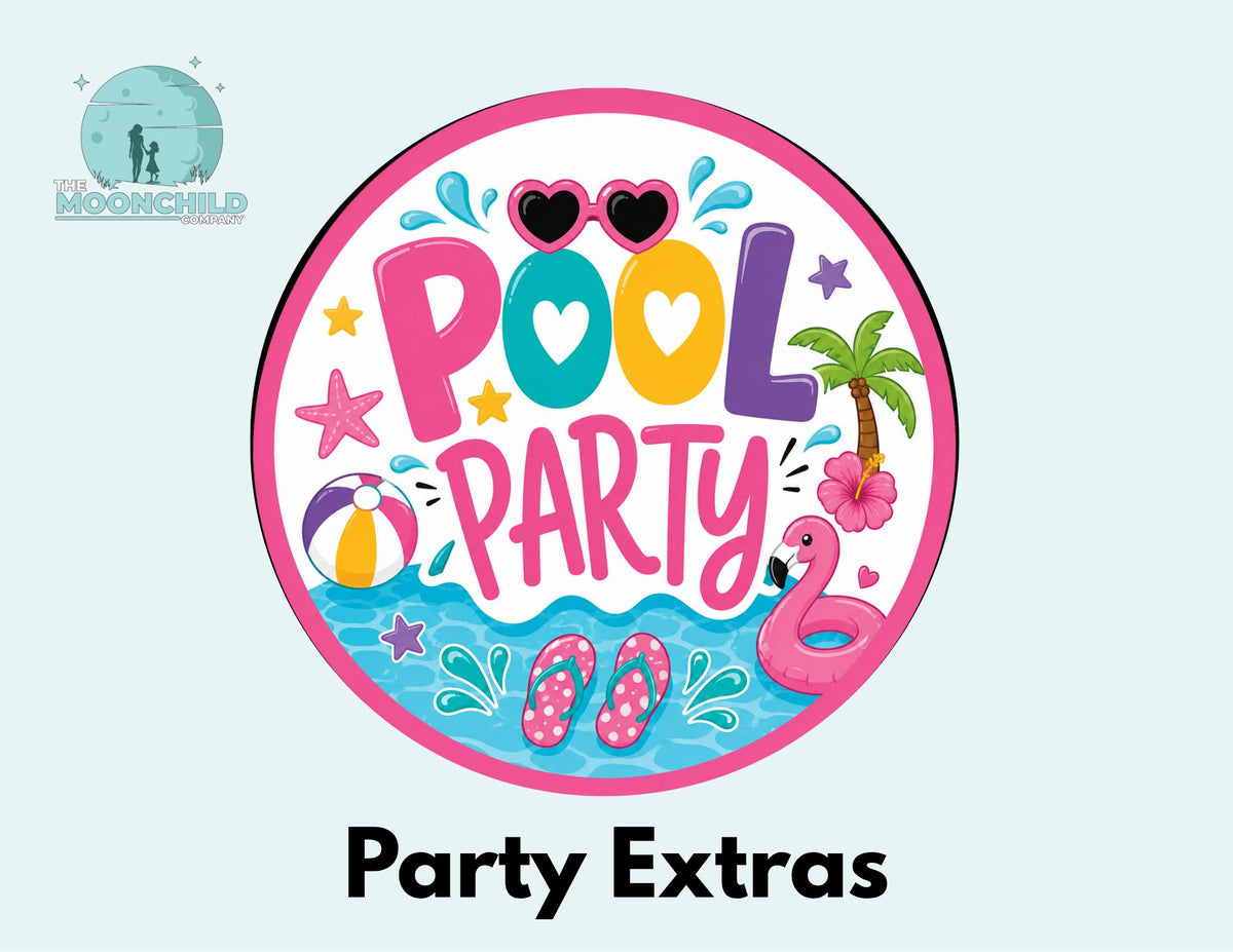 Pool Party Cupcake Toppers, Favor Tags & Stickers | Summer Pool Birthday Party Decor | Flamingo Party Favors | Dessert Table Decorations