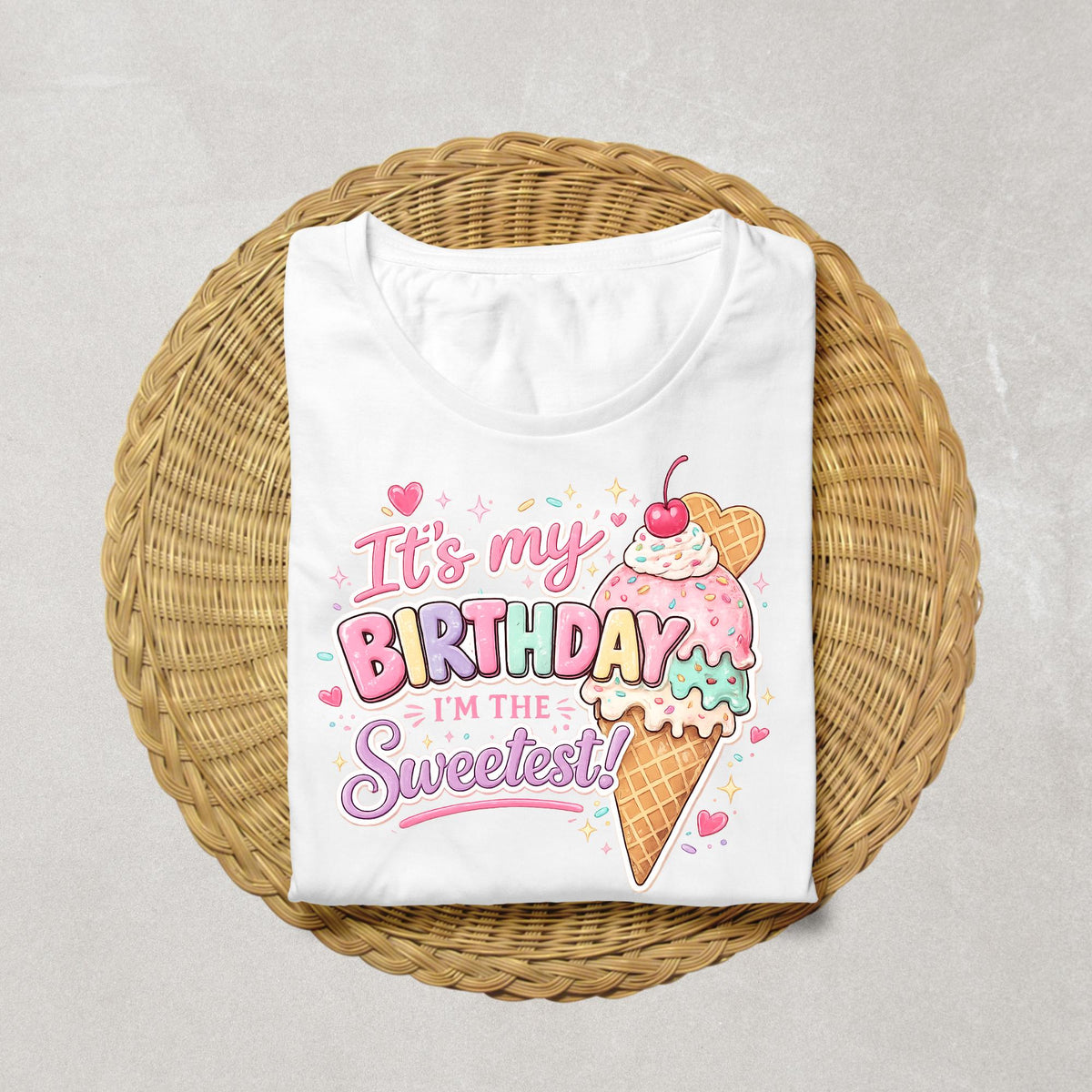 It's My Birthday I'm the Sweetest Shirt | Ice Cream Birthday Shirt | Girls Birthday Tee | Sweet Birthday Outfit | Pastel Birthday Party