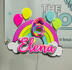 Rainbow Layered Cake Topper | 6 Inch Custom Party Cake Topper | Birthday Cake Decoration | Kids Party Cake Topper | Custom Color Topper