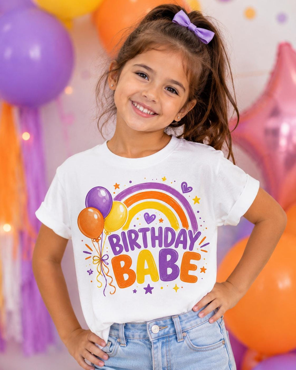 Birthday Babe Shirt | Rainbow Birthday Girl Shirt | Colorful Birthday Party Tee | Matching Cake Topper Available | Girls Birthday Outfit