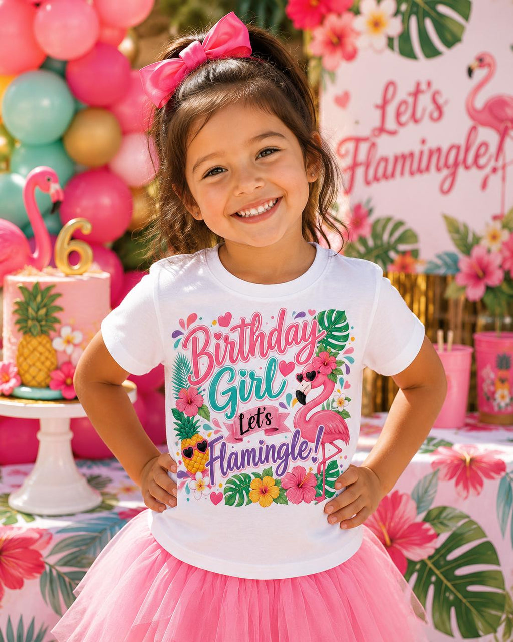 Tropical Flamingo Birthday Shirt | Let's Flamingle Birthday Girl Shirt | Flamingo Birthday Party Tee | Tropical Birthday Outfit | Summer