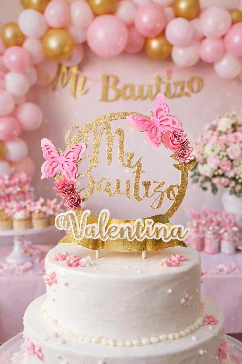 Mi Bautizo Cake Topper – Baptism Cake Topper – Personalized Baptism Decor – Bautizo Decoration – Spanish Baptism
