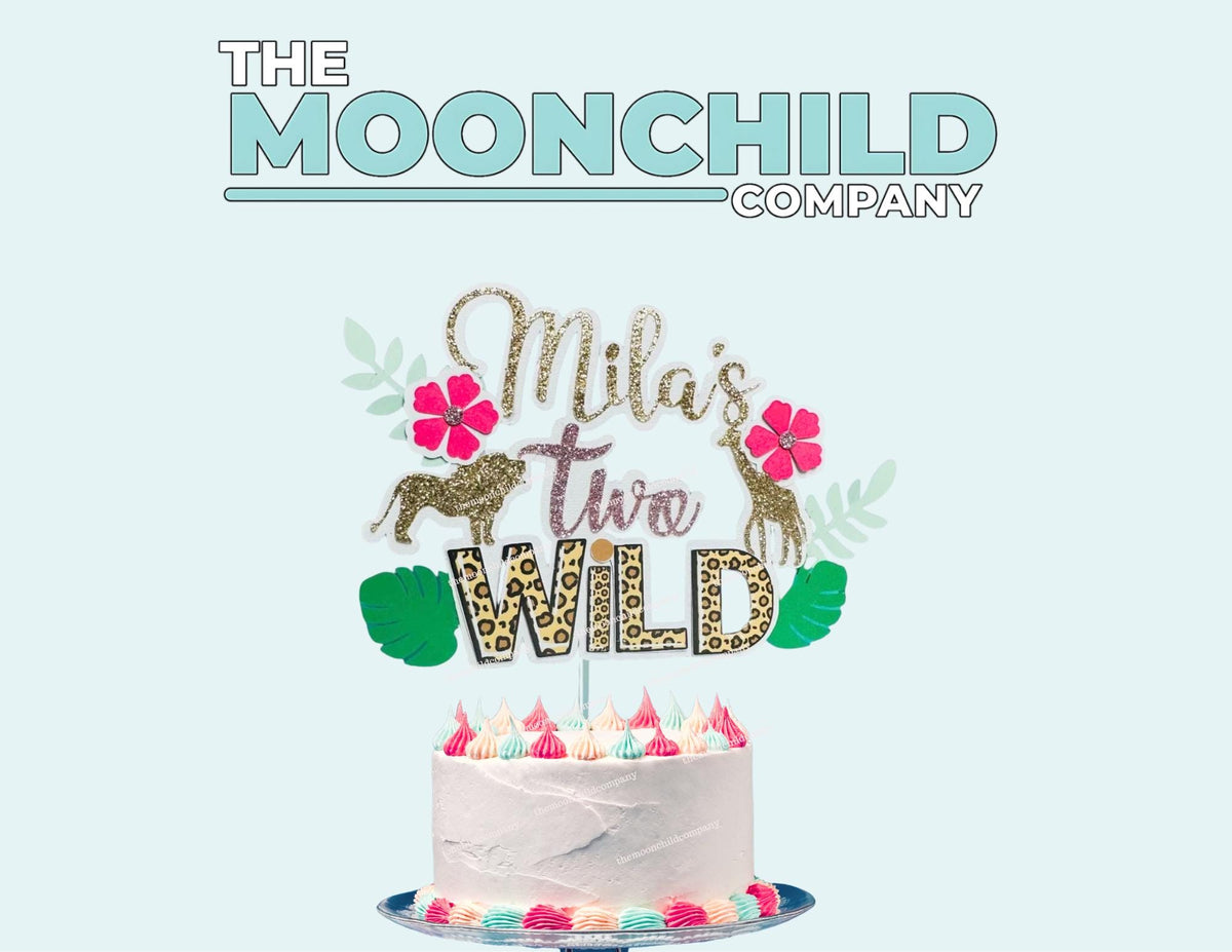 Two Wild Cake Topper | Safari 2nd Birthday Cake Topper | Jungle Birthday Party Decor | Two Wild Safari Theme | Lion Giraffe Birthday Topper