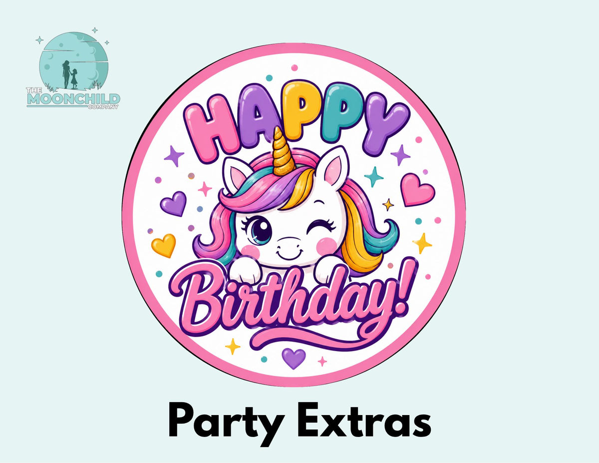 Unicorn Birthday Cupcake Toppers, Favor Tags & Stickers | Magical Unicorn Party Decor | Rainbow Birthday Party Favors