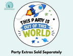 Space Party Stickers | Outer Space Birthday Favor Stickers | Rocket Goodie Bag Labels | Treat Box Seals | Matte or Glossy | 16 Stickers