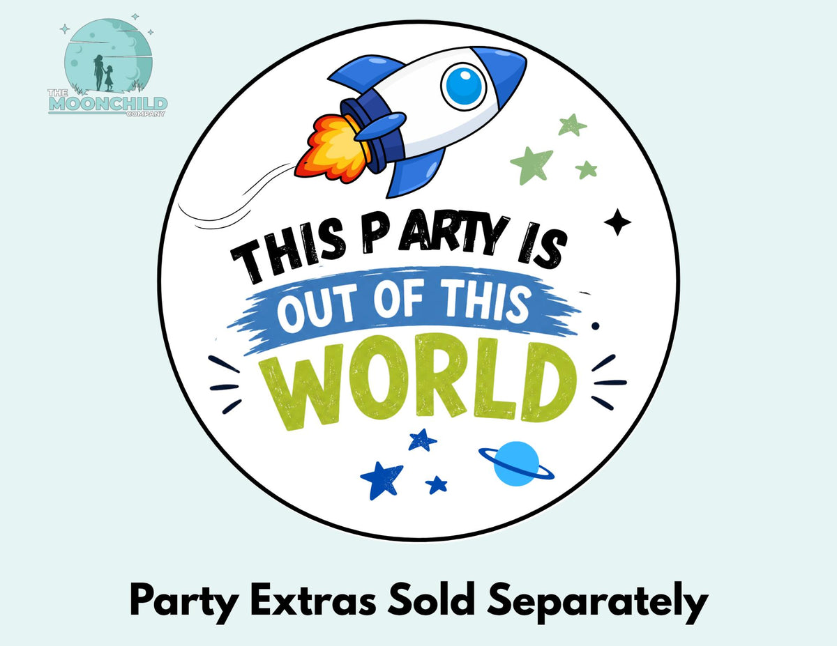 Space Party Stickers | Outer Space Birthday Favor Stickers | Rocket Goodie Bag Labels | Treat Box Seals | Matte or Glossy | 16 Stickers