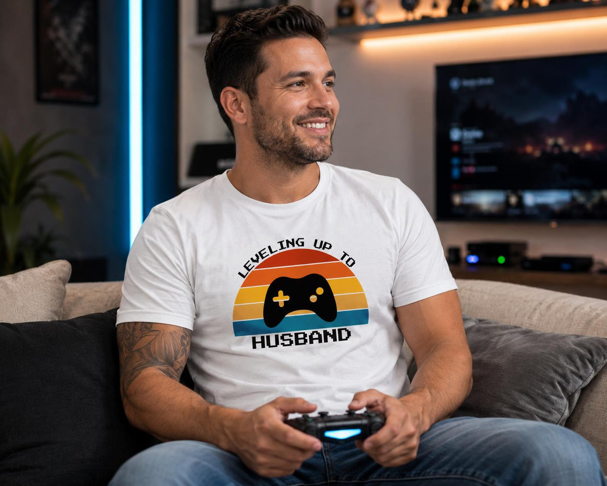 Leveling Up to Husband Shirt – Gamer Husband Gift, Retro Video Game Tee for Men, Wedding Gift for Groom, Father’s Day Gaming Shirt