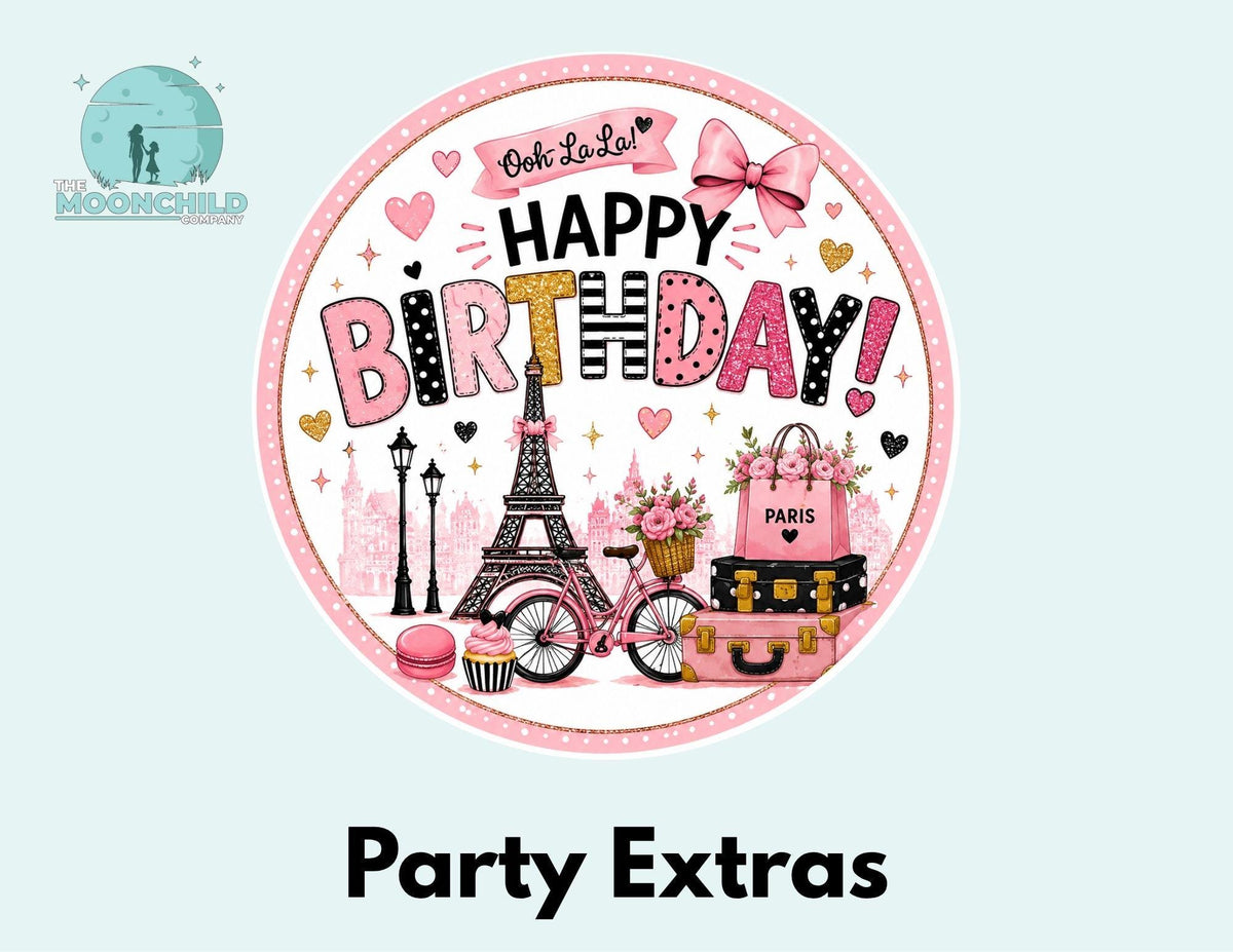 Paris Birthday Party Decorations, Paris Cupcake Toppers, Paris Birthday Stickers, Paris Favor Tags, Pink Paris Party Supplies for Girls