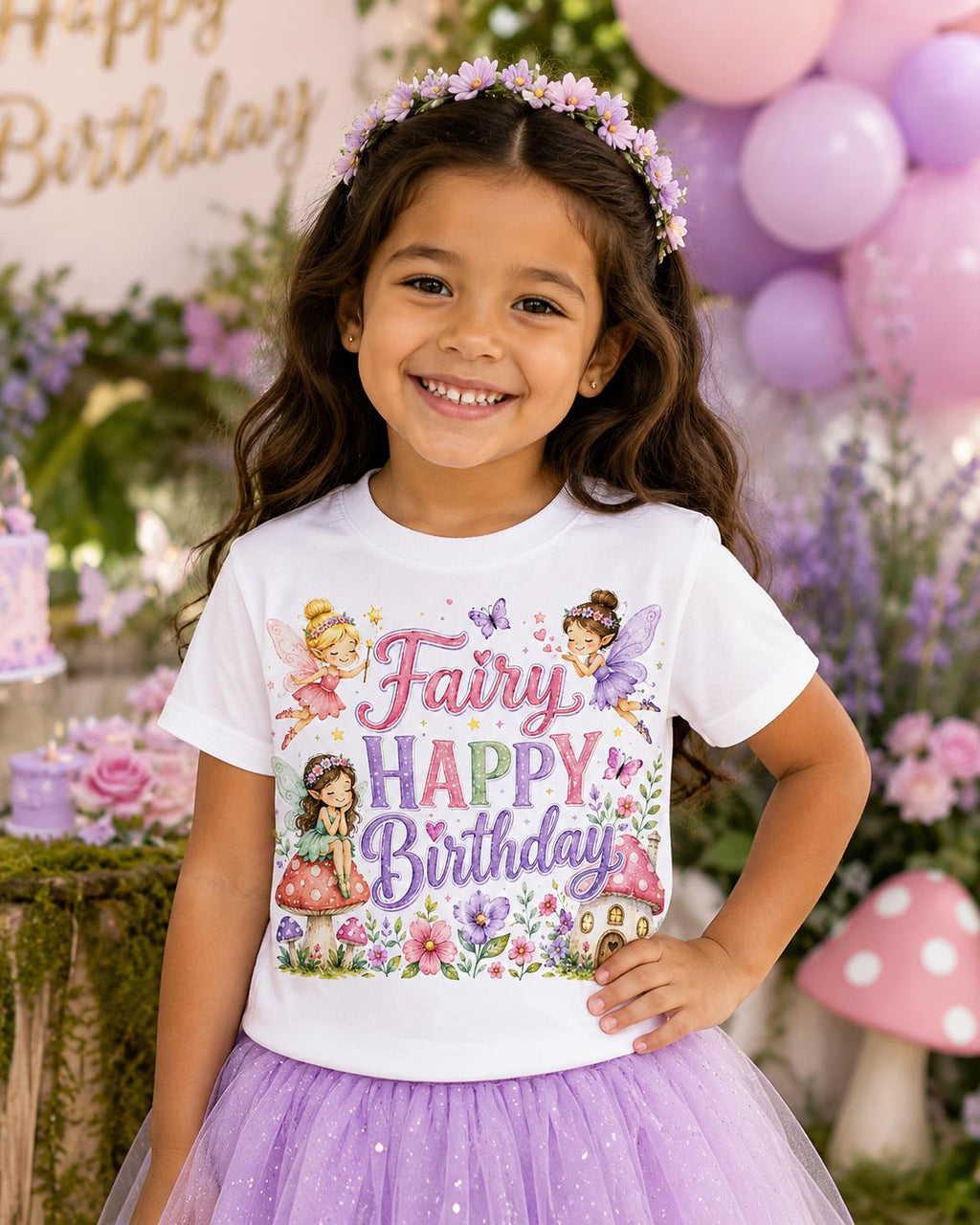 Fairy Birthday Shirt for Girls, Fairy Happy Birthday Shirt, Enchanted Garden Birthday Outfit, Woodland Fairy Party Tee, Girls Birthday Shirt