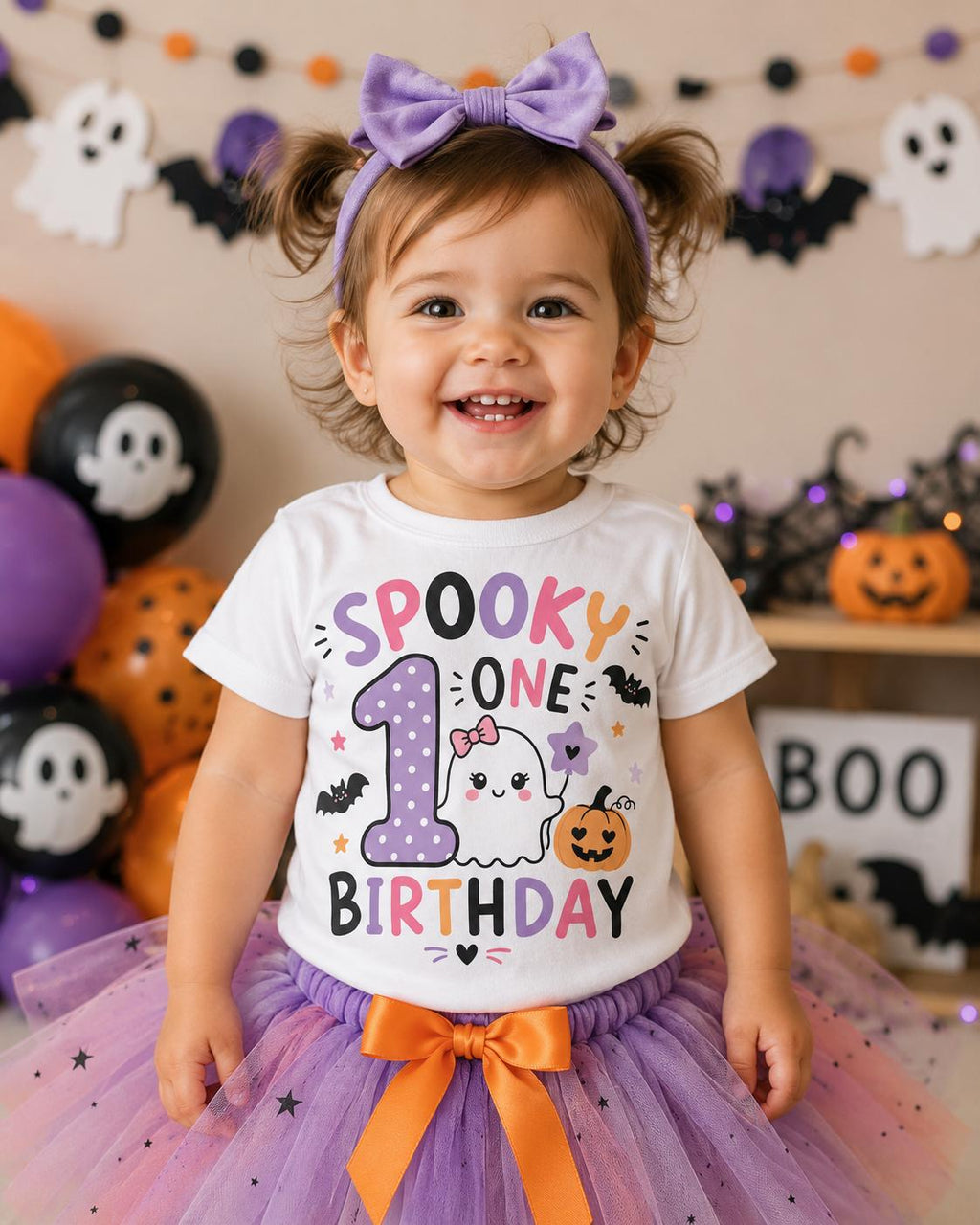 Spooky One Birthday Shirt | Halloween 1st Birthday Girl Shirt | Cute Ghost First Birthday Outfit | Pumpkin Birthday Tee | Cake Smash Shirt