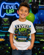 Level Up Birthday Shirt for Boys, Gamer Birthday Shirt, Video Game Birthday Outfit, Gaming Party Shirt, Birthday Mode Activated Tee