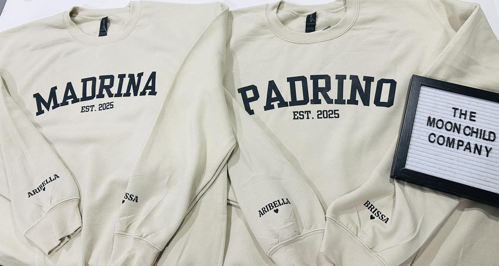 Madrina Crewneck Sweatshirt | Padrino Sweatshirt | Godparent Proposal Gift | Personalized Baptism Gift | Est Year Custom Sweater