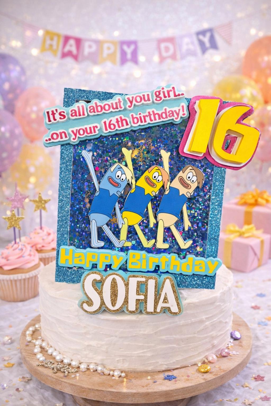 It’s All About You Girl Custom Birthday Cake Topper – Personalized Name & Age Topper, Glitter Shaker Cake Decoration | Birthday Cake Topper