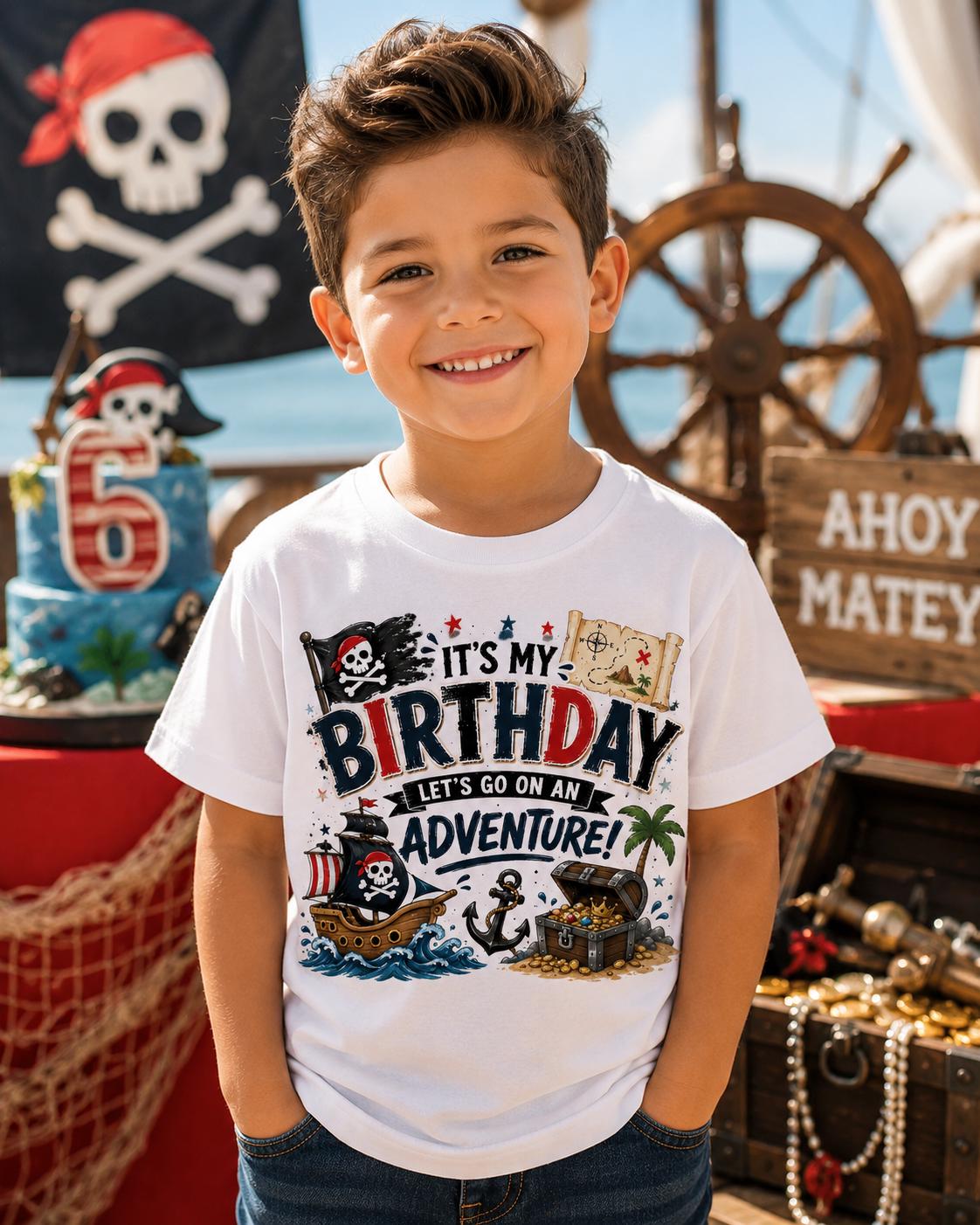 Pirate Birthday Shirt | It's My Birthday Let's Go on an Adventure | Pirate Party Shirt | Birthday Boy Tee | Kids Pirate Birthday Outfit