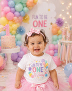 Fun to Be One Birthday Shirt | 1st Birthday Girl Shirt | Pastel First Birthday Outfit | Rainbow Balloon Birthday Tee | ONE Birthday Shirt