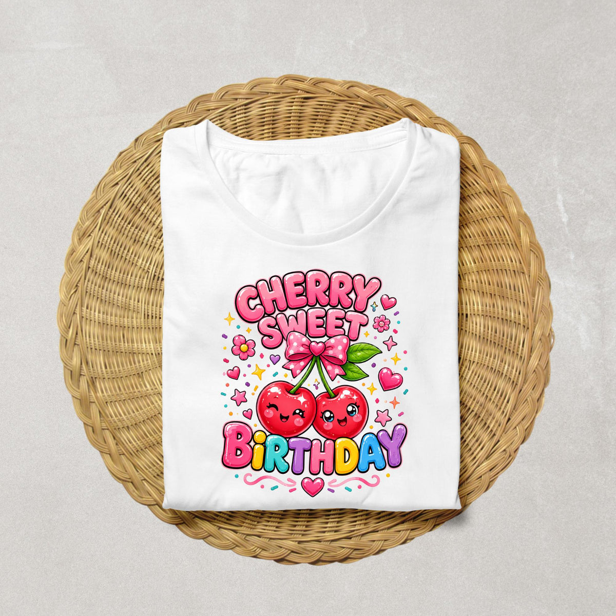 Cherry Sweet Birthday Shirt | Cute Cherry Birthday Girl Tee | Girls Birthday Shirt | Boutique Birthday Outfit | Colorful Kawaii Cherry Tee