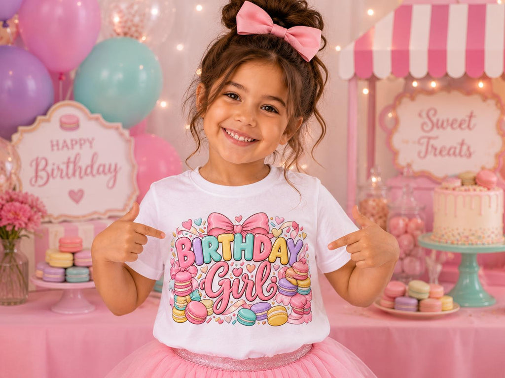 Macaron Birthday Girl Shirt, Sweet Treat Birthday Shirt, Girls Dessert Birthday Outfit, Pastel Birthday Party Tee, Macaron Party Shirt