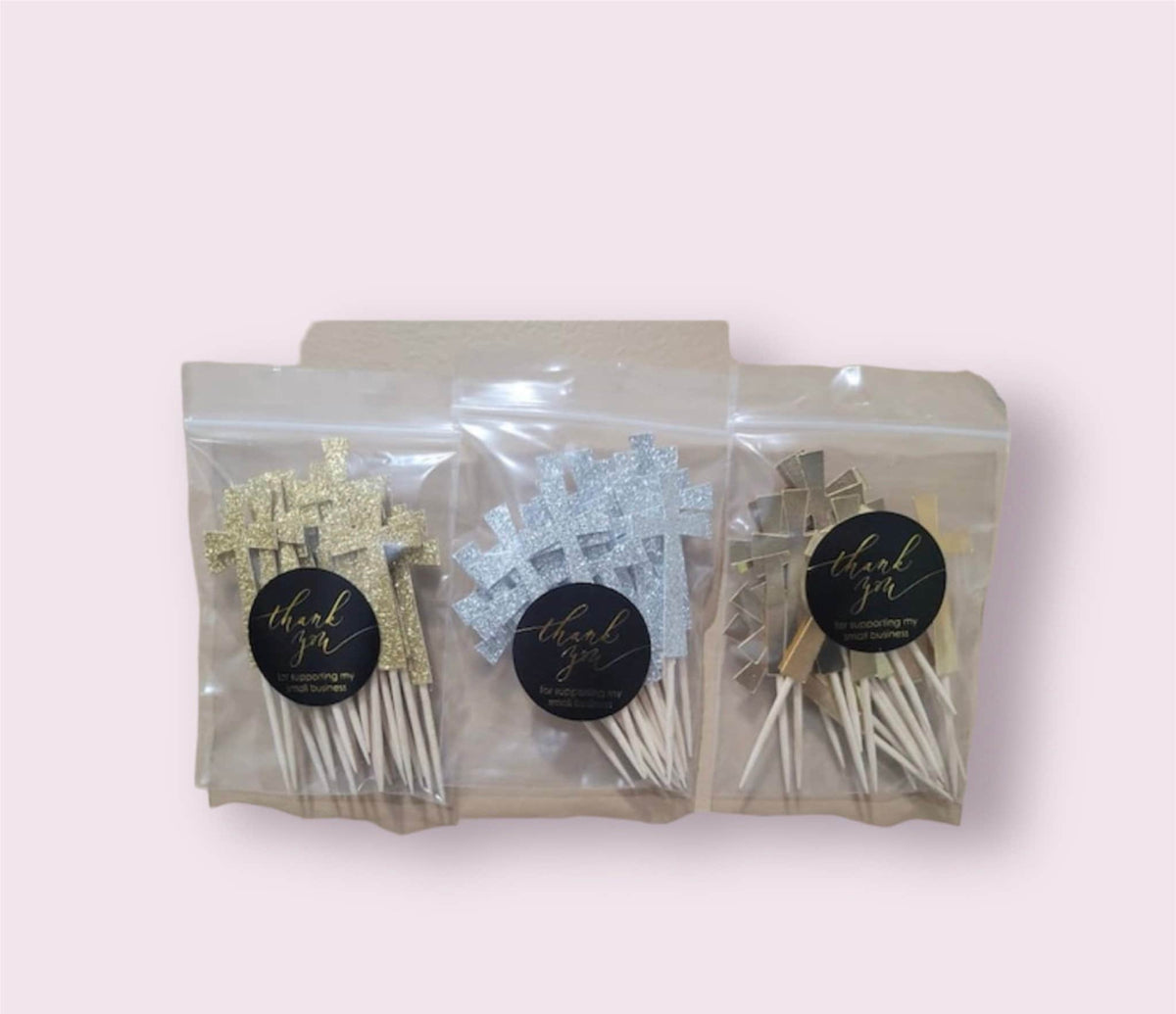 Gold Cross Cupcake Toppers – Baptism Cupcake Picks – Religious Cupcake Decorations – Christening Party Decor – Communion Dessert Toppers