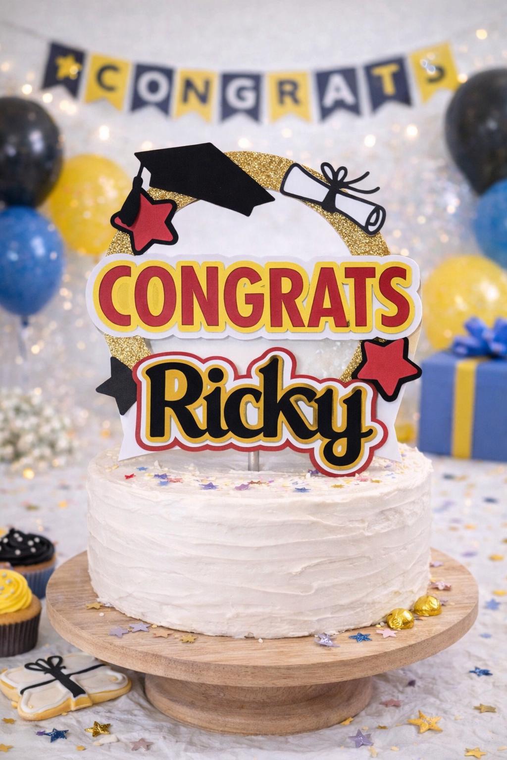 Graduation Cake Topper with Name | Congrats Grad Cake Decoration | Personalized Class of 2026 Topper | High School or College Graduation