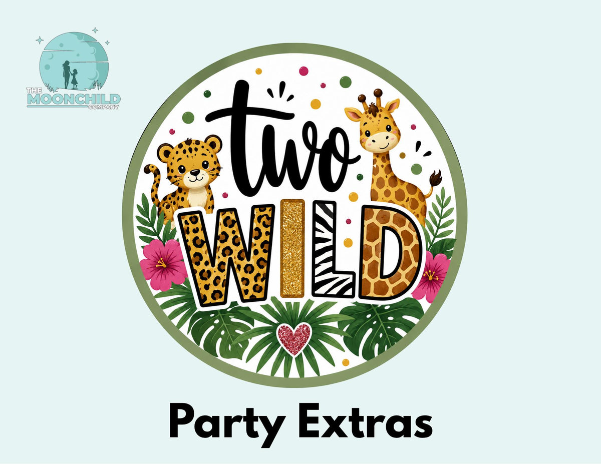 Two Wild Cupcake Toppers, Favor Tags & Stickers | Safari Birthday Party Decor | Jungle Party Favors | Two Wild Birthday Decorations