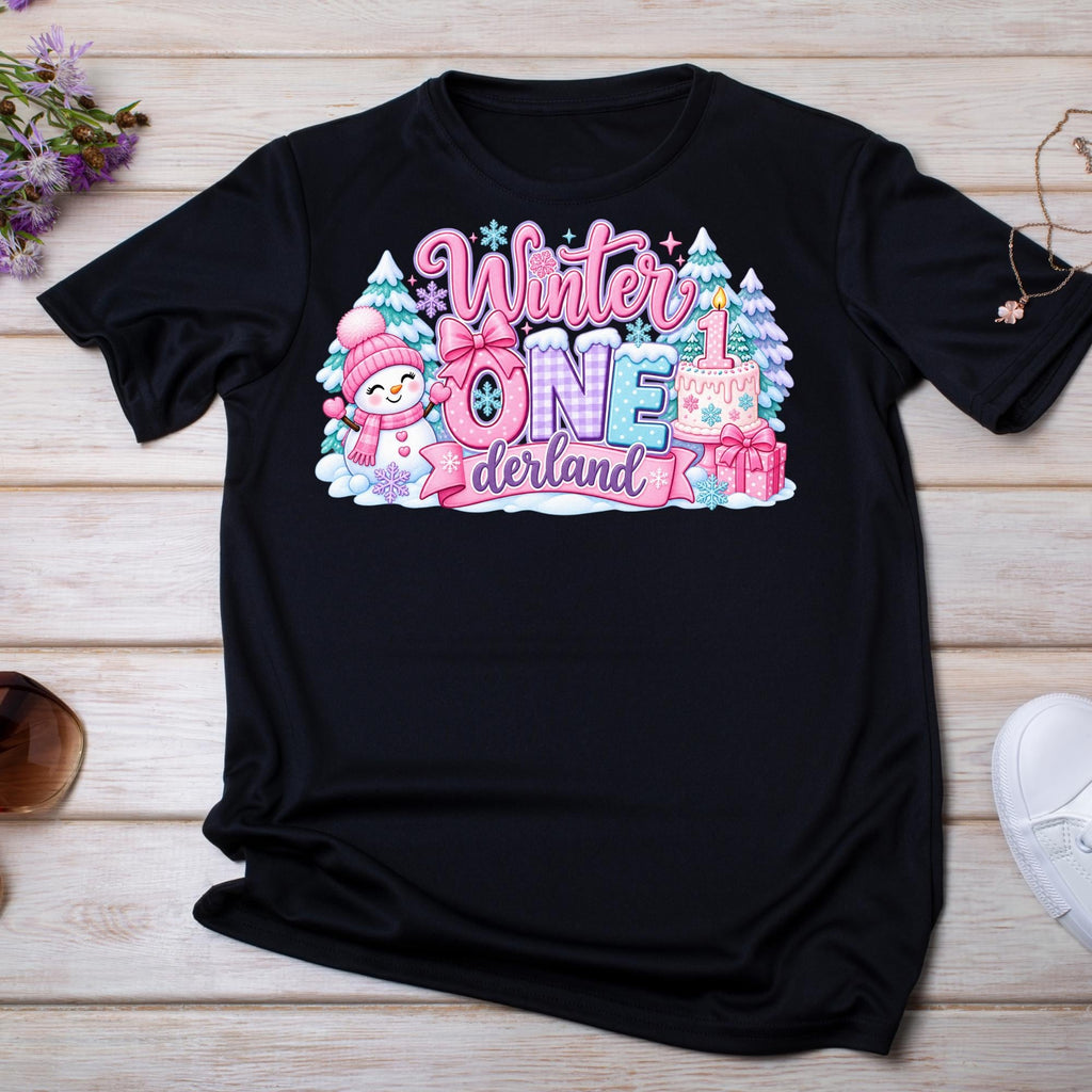Winter ONEderland Birthday Shirt, Girl 1st Birthday Shirt, Winter Wonderland First Birthday Outfit, Snowflake Birthday Girl Tee