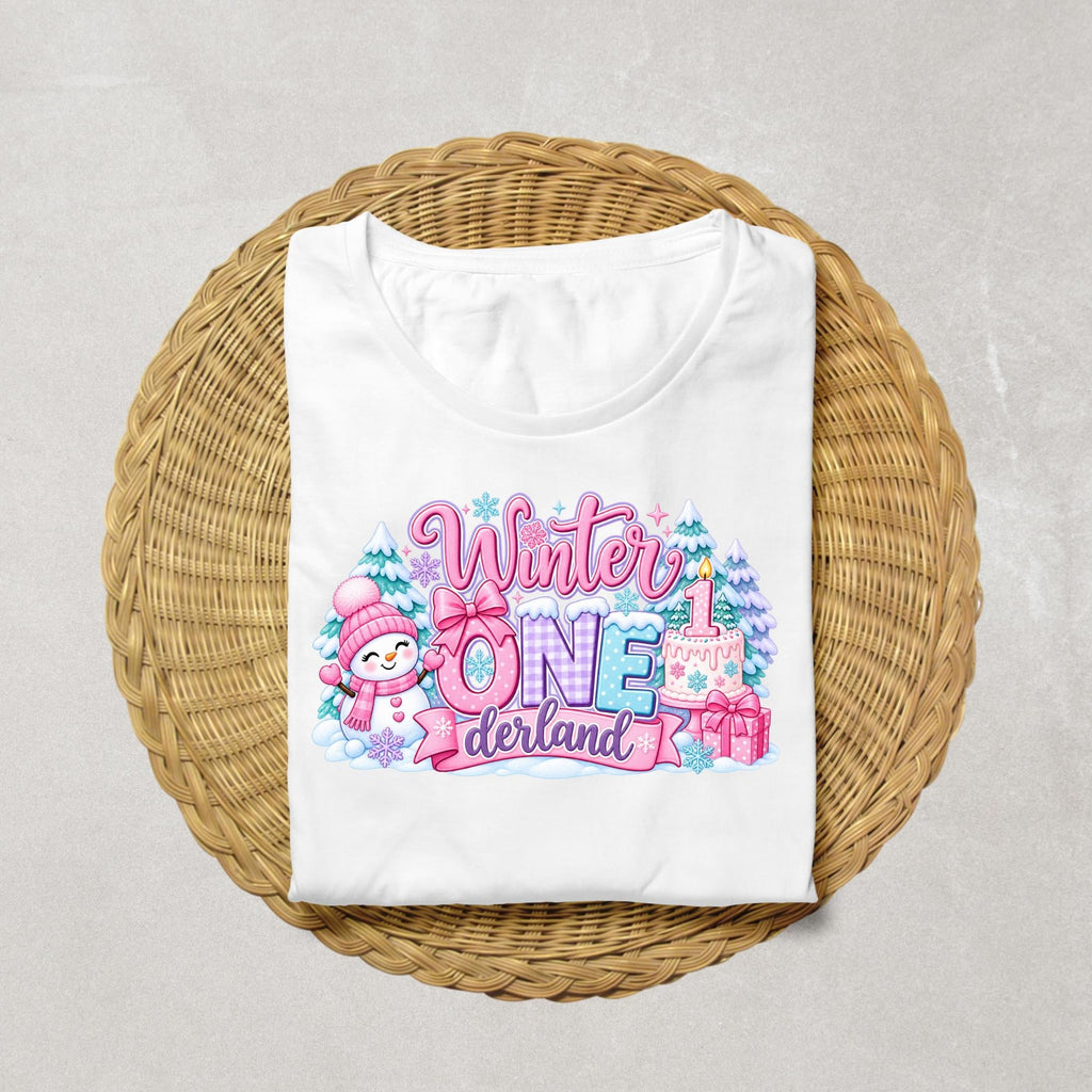 Winter ONEderland Birthday Shirt, Girl 1st Birthday Shirt, Winter Wonderland First Birthday Outfit, Snowflake Birthday Girl Tee