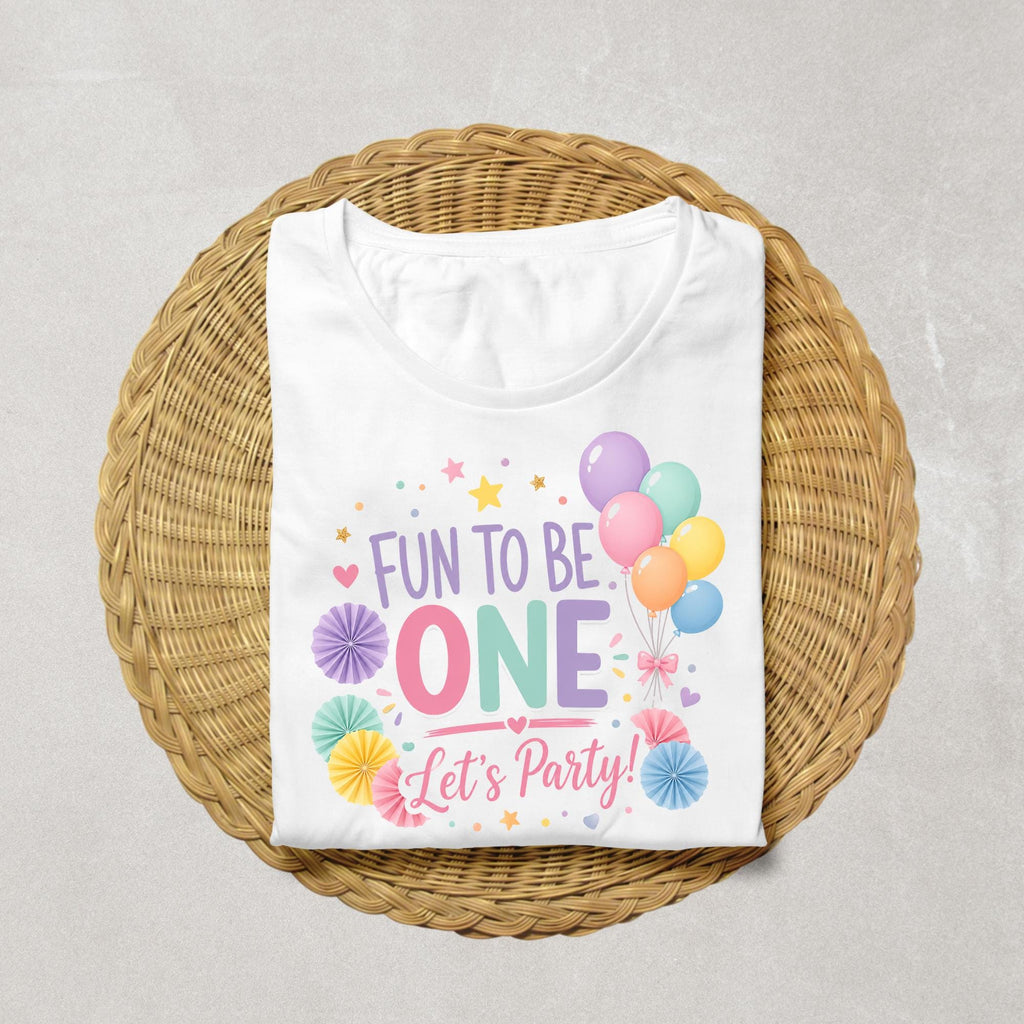 Fun to Be One Birthday Shirt | 1st Birthday Girl Shirt | Pastel First Birthday Outfit | Rainbow Balloon Birthday Tee | ONE Birthday Shirt