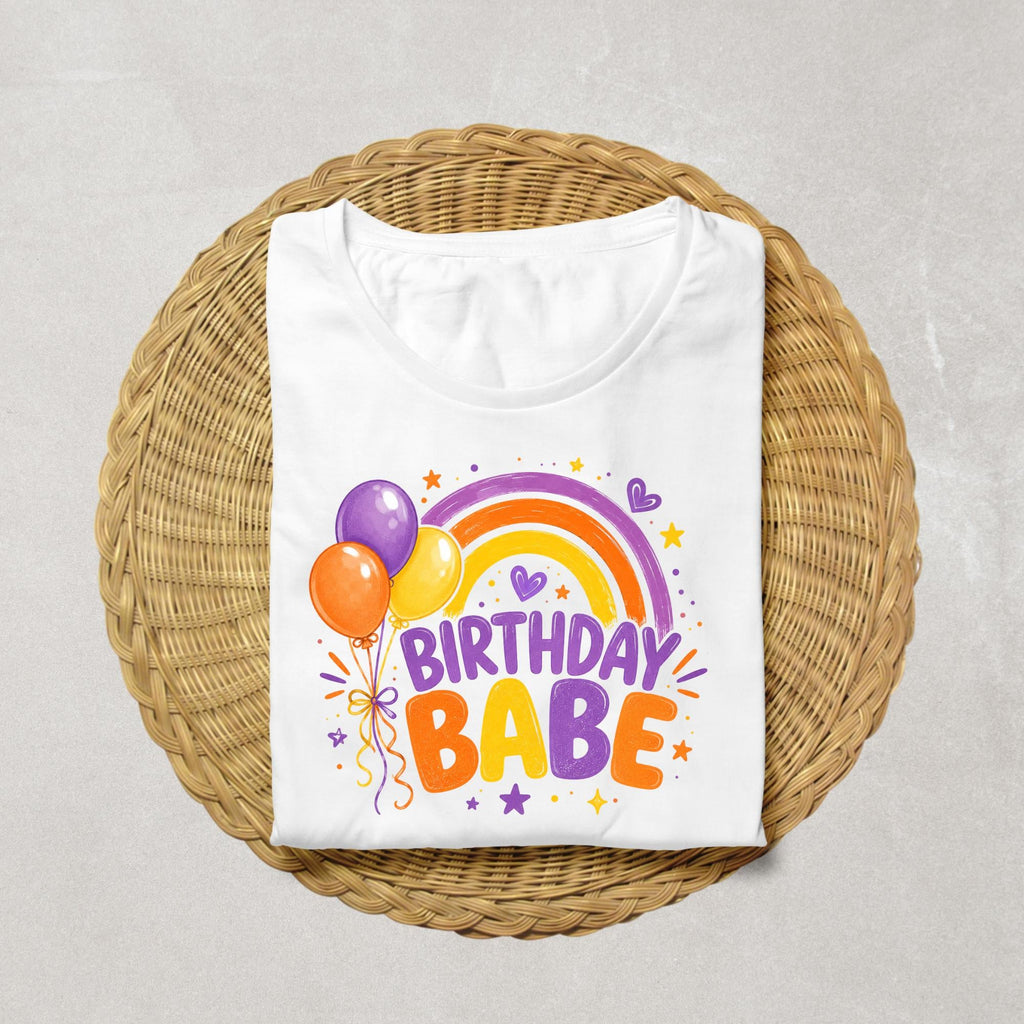 Birthday Babe Shirt | Rainbow Birthday Girl Shirt | Colorful Birthday Party Tee | Matching Cake Topper Available | Girls Birthday Outfit