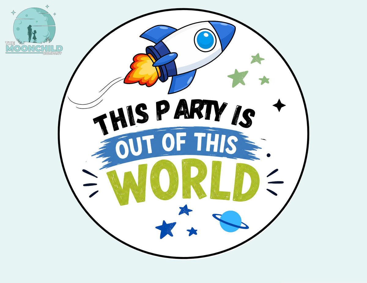 Space Cupcake Toppers & Favor Tags | Rocket Birthday Decorations | Out of This World Party Decor | 12 Pack Cupcake Toppers
