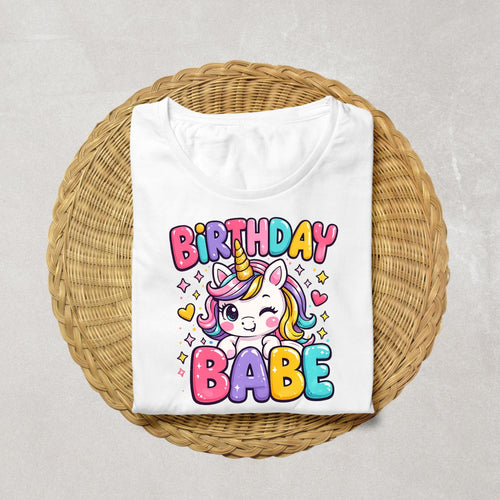 Birthday Babe Unicorn Shirt | Cute Girls Birthday T-Shirt | Colorful Unicorn Birthday Tee | Kids Birthday Outfit | Boutique Birthday Shirt