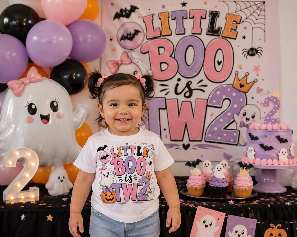 Little Boo is Two Birthday Shirt | Halloween 2nd Birthday Shirt | Ghost Birthday Outfit | Spooky Birthday Girl Tee | Pastel Halloween Shirt