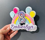 Rainbow Layered Cake Topper | 6 Inch Custom Party Cake Topper | Birthday Cake Decoration | Kids Party Cake Topper | Custom Color Topper