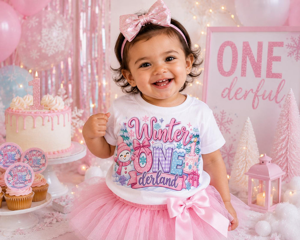 Winter ONEderland Birthday Shirt, Girl 1st Birthday Shirt, Winter Wonderland First Birthday Outfit, Snowflake Birthday Girl Tee