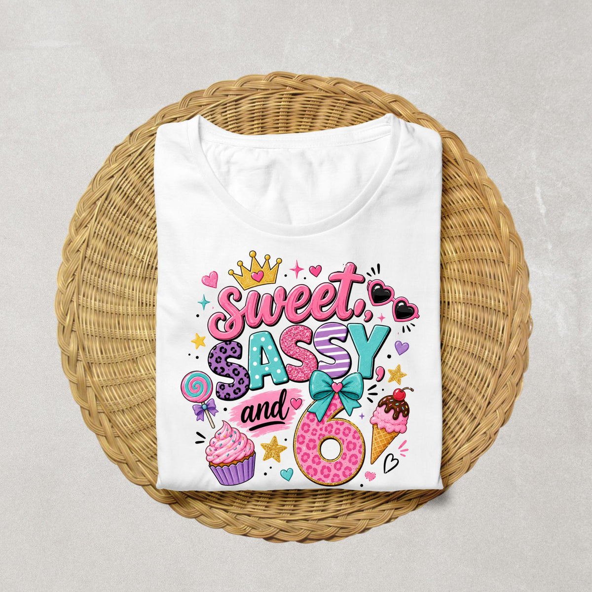 Sweet Sassy and 6 Birthday Shirt, 6th Birthday Girl Shirt, Girls Sixth Birthday Outfit, Candy Birthday Tee, Pink Birthday Party Shirt