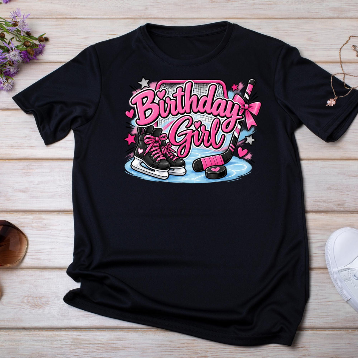 Hockey Birthday Girl Shirt, Girls Hockey Birthday Shirt, Hockey Party Outfit, Ice Hockey Birthday Tee, Girl Hockey Player Shirt