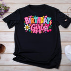 Preppy Birthday Girl Shirt, Faux Embroidery Birthday Shirt, Patchwork Birthday Girl Tee, Colorful Girls Birthday Outfit, DTF Shirt