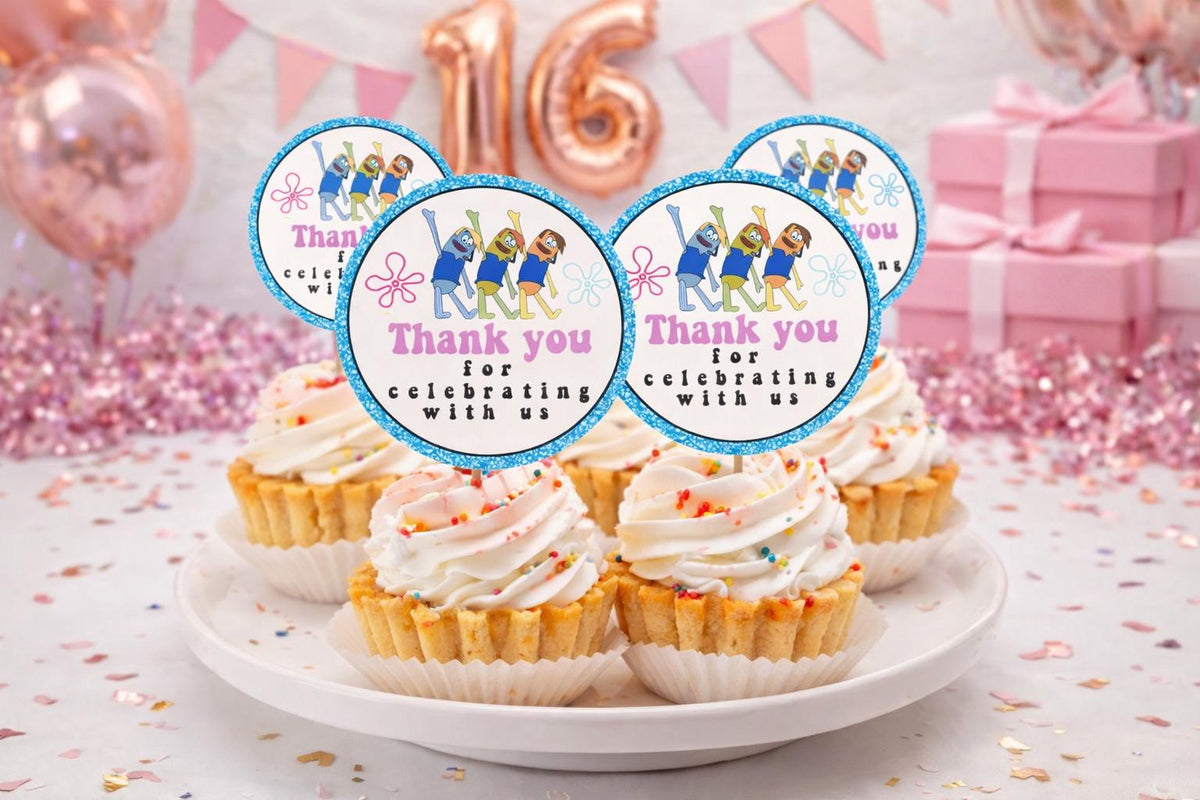 Sweet 16 Cupcake Toppers Thank You for Celebrating With Us | Sweet Sixteen Party Cupcake Picks | 16th Birthday Party Decorations | Set of 12