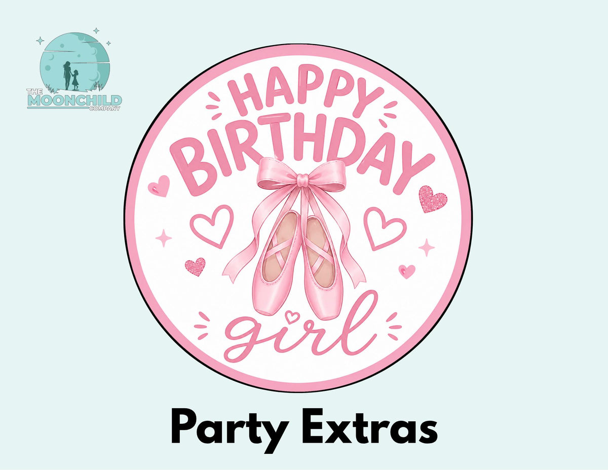 Ballet Birthday Cupcake Toppers, Favor Tags & Stickers | Ballet Slipper Party Decor | Ballerina Birthday Party Favors | Dessert Table