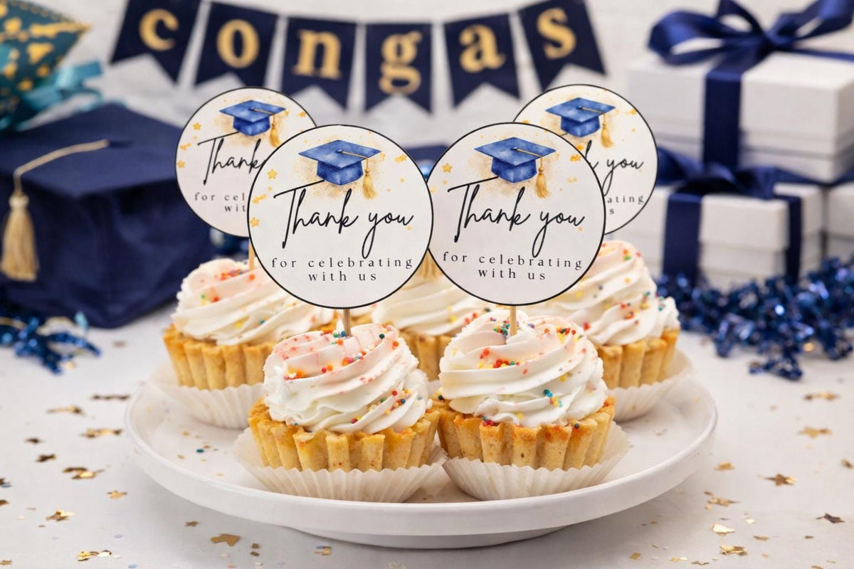 Graduation Cupcake Toppers Thank You for Celebrating With Us | Graduation Party Cupcake Picks | Grad Party Decorations | Class of 2026