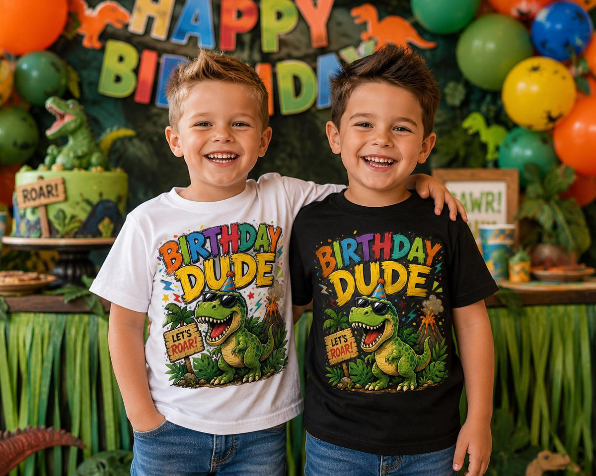 Birthday Dude Dinosaur Shirt | Dinosaur Birthday Shirt | Boys Birthday Tee | T-Rex Birthday Party Shirt | Dinosaur Birthday Outfit | Kids