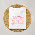 Pastel Big Sister Shirt with Pink Bow | Cute Girl Sibling Reveal Tee | Soft Girl Big Sister Outfit | Baby Announcement Gift for Girls