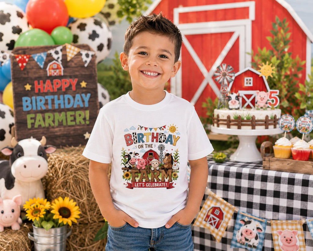 Birthday on the Farm Birthday Shirt | Farm Birthday Shirt | Barnyard Birthday Outfit | Farm Animal Birthday Tee | Boy Birthday Shirt