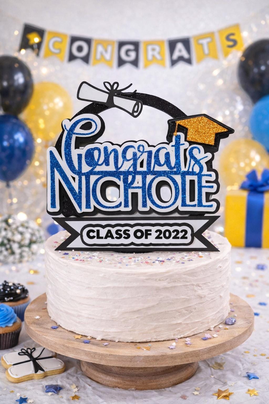 Congrats Grad Cake Topper – Graduation Cake Topper – Class of 2026 Cake Decoration – Kindergarten Graduation – School Graduation Party Decor