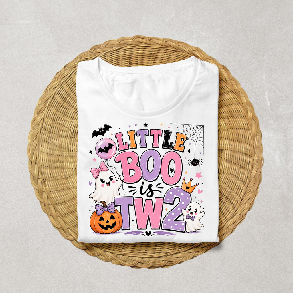 Little Boo is Two Birthday Shirt | Halloween 2nd Birthday Shirt | Ghost Birthday Outfit | Spooky Birthday Girl Tee | Pastel Halloween Shirt