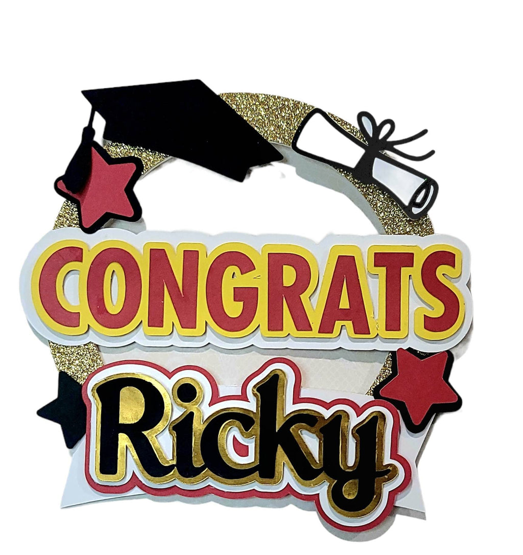 Graduation Cake Topper with Name | Congrats Grad Cake Decoration | Personalized Class of 2026 Topper | High School or College Graduation
