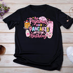 Pajamas and Pancakes Birthday Shirt, Girls Pancake Birthday Shirt, Pajama Party Birthday Outfit, Sleepover Birthday Shirt, Birthday Girl Tee